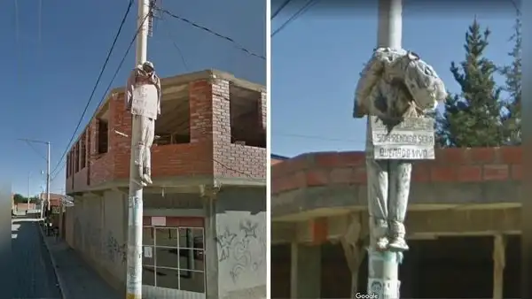 Cámaras de Google Earth captan a muñeco con singular advertencia e imagen se viraliza