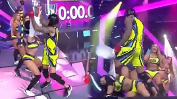 EEG: Hugo García saca rápidamente camiseta a Michelle Soifer durante competencia y ella se desploma 
