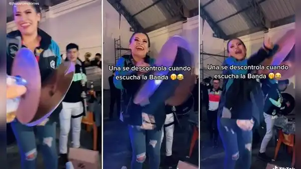 Joven se emociona con la música de una banda y sorprende al tocar los platillos