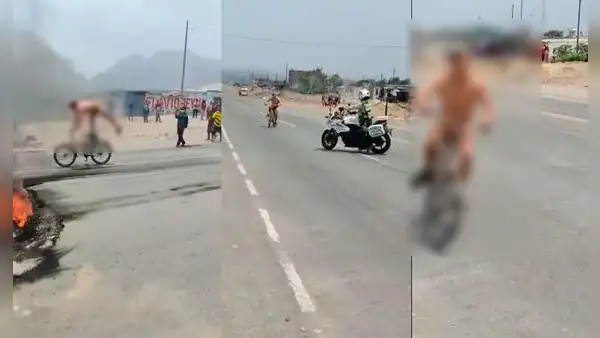 Hombre desnudo sorprende a transportistas durante manifestaciones