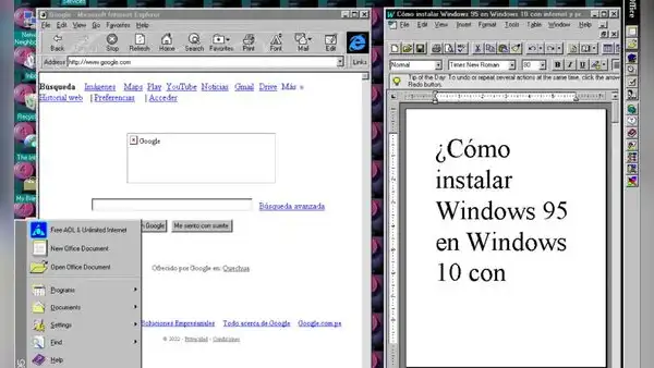 ¿Cómo instalar Windows 95 en Windows 10 y 11 con internet y programas?