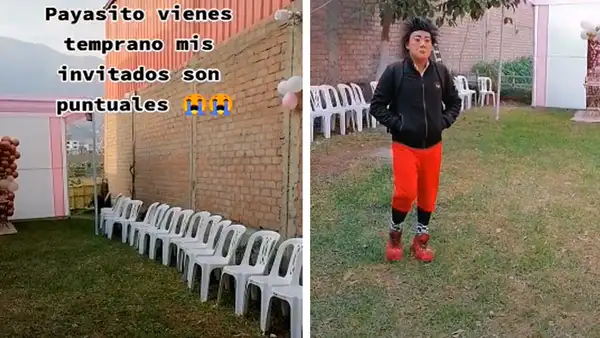 Payasito llega puntual a fiesta de cumpleaños, pero no encuentra a ningún invitado
