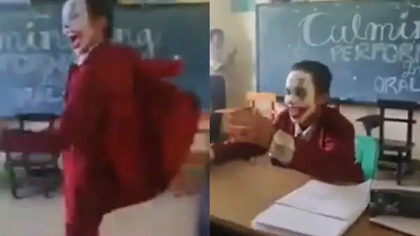 Estudiante sorprende a sus compañeros al asistir a su colegio vestido de el Guasón