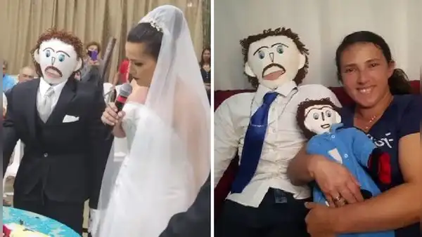 Mujer se casa con muñeco de trapo y forma ‘familia’ con él por una singular razón
