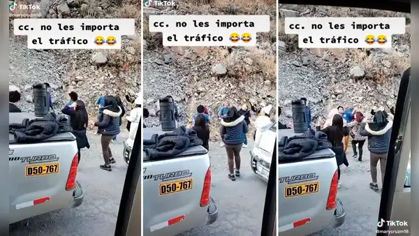 Viajeros aprovechan intenso tráfico para bailar “La chismosa” en plena carretera peruana