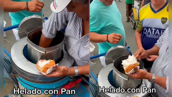 Vendedor ambulante causa sensación por ofrecer el mejor “helado con pan” de la zona