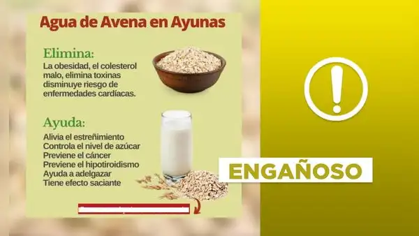No, el consumo de agua de avena en ayunas no “elimina” la obesidad y el colesterol malo