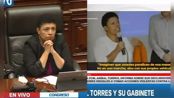 Aníbal Torres transmite video en el Pleno donde Martha Moyano invocaba a transportistas a protestar