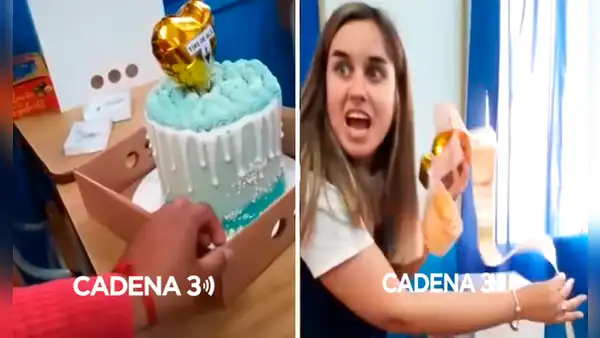 Maestra quedó sorprendida al ver que sus alumnos le regalaron un pastel lleno de dinero