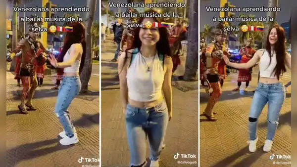 Venezolana saca los ‘pasos prohibidos’ al bailar música de la selva en plena calle