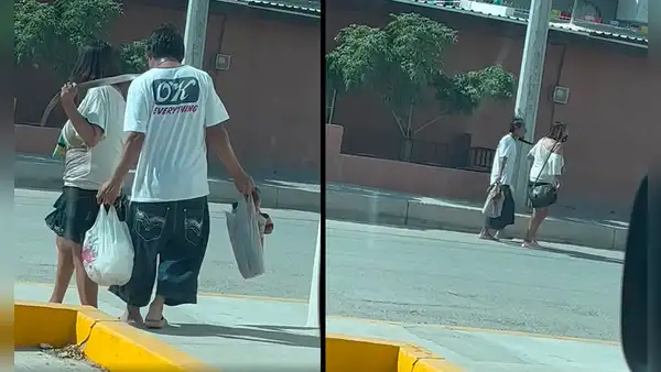 Es paseado por su pareja con una correa en el cuello y genera indignación en redes
