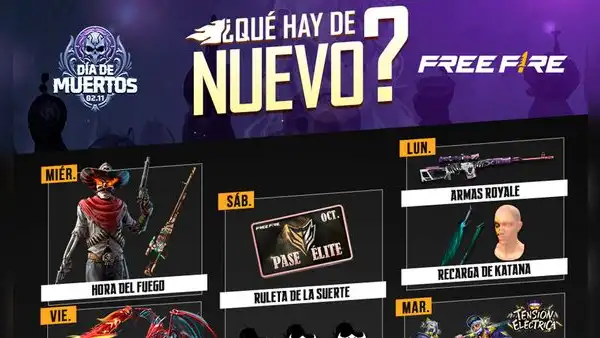 Free Fire libera su agenda semanal del 26 de octubre al 1 de noviembre con Don Muerte y Torre del Rey