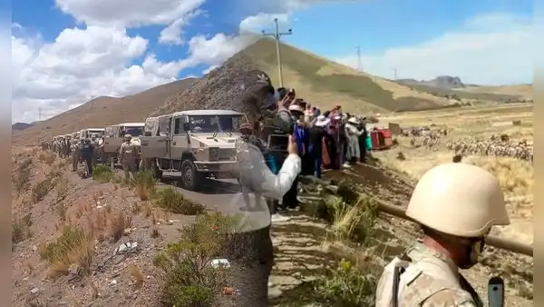Decenas de soldados y unidades militares del Ejército se acercan a la ciudad de Puno