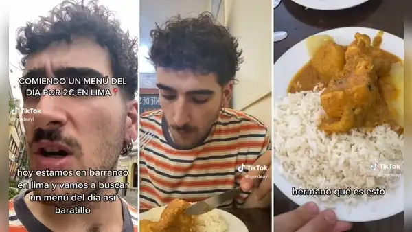 Joven español prueba menú a 2 euros en Lima y tiene impensada reacción: "¡Qué pedazo de plato!"