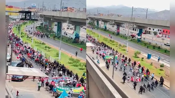 Miles de manifestantes marchan desde San Juan de Lurigancho hacia el Centro de Lima