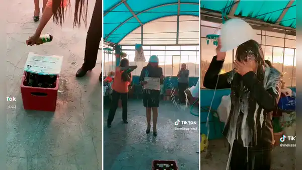 Joven puneña se gradúa como ingeniera y su familia la baña en cerveza: “Cábala para el éxito”