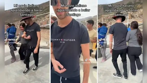 Joven italiano aprende a bailar huayno Santiago para hacer feliz a su novia peruana