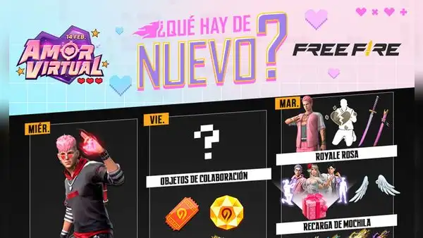 Free Fire: agenda semanal por Día de San Valentín, del 8 al 14 de febrero, con Royale Rosa