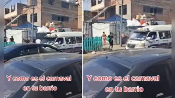 Combi se detiene a recoger pasajeros en el Callao y vecinos aprovechan para mojarlos a todos