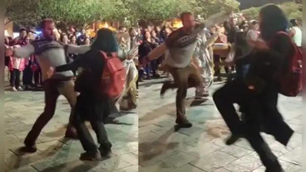 Turistas extranjeros son ovacionados al bailar carnaval en plaza de Armas de Cajamarca