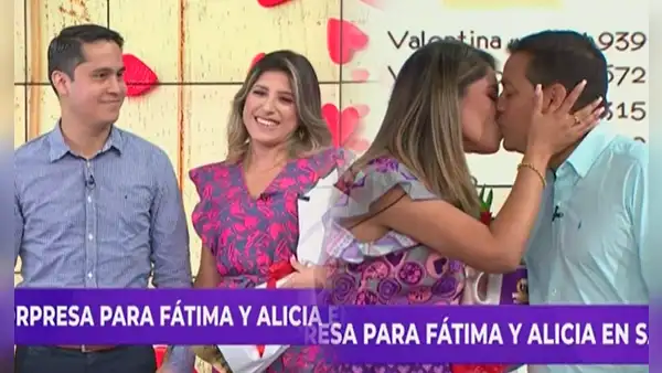 Fátima Aguilar y Alicia Retto son sorprendidas en vivo por sus parejas en San Valentín