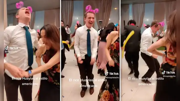 Extranjero causa sensación en redes al bailar huaylas en una boda en Perú