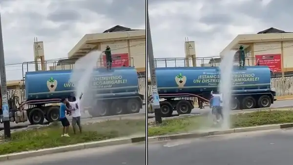 "En Piura no se aguanta el calor": jóvenes se bañan con agua de cisterna y video se hace viral