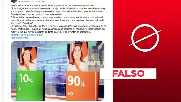 No, encuesta de Ipsos no reportó que el 90% pide la renuncia de Dina Boluarte