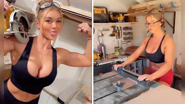Carpintera trabaja en bikini para "molestar a los viejos anticuados" que la minimizan