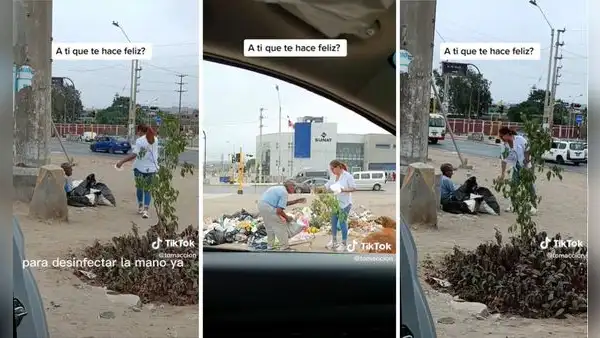 Mujer le regala almuerzo a adulto mayor en situación de pobreza y escena se hace viral