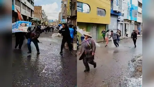 “Ya no respetan a los huelguistas”: manifestantes son bañados en agua por carnavales y video se hace viral