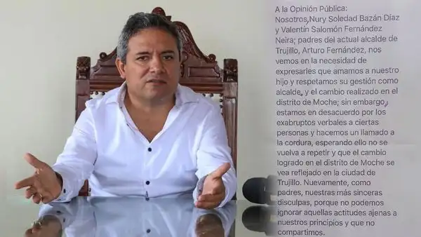 Padres de alcalde de Trujillo tras comentarios misóginos: “Estamos en desacuerdo por los exabruptos verbales”