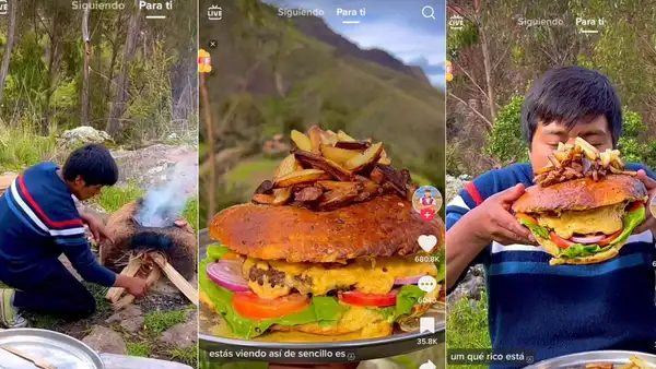 "Qué riquito está": preparación de hamburguesa gigante sorprende a millones y se vuelve viral