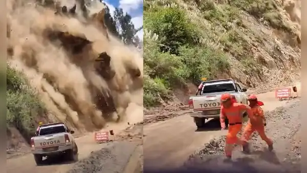 Obreros se salvan de morir tras desprendimiento de cerro en Huánuco