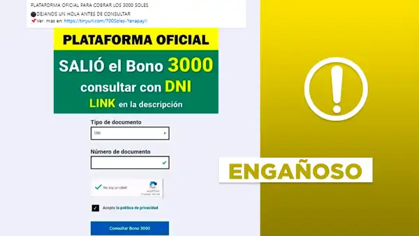 La plataforma de consulta del bono de 3.000 soles no es reciente: el post es engañoso