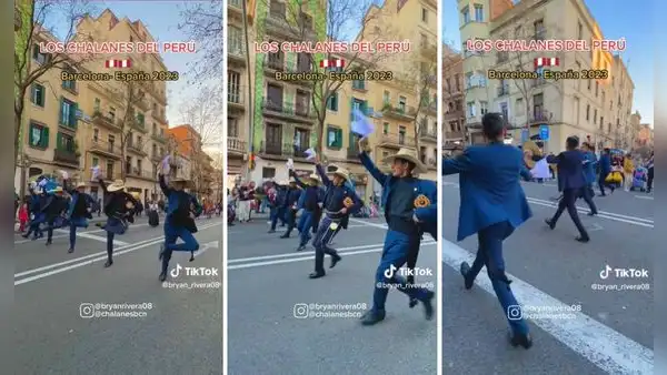 Peruanos bailan marinera en las calles de Barcelona y dejan atónitos a los españoles