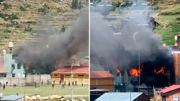 Incendian comisaría de Juli en medio de enfrentamientos entre el Ejército y aimaras en Puno