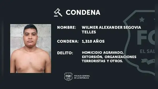 Condenan a 1.310 años de prisión a pandillero salvadoreño: se le acusa de 33 homicidios y extorsiones