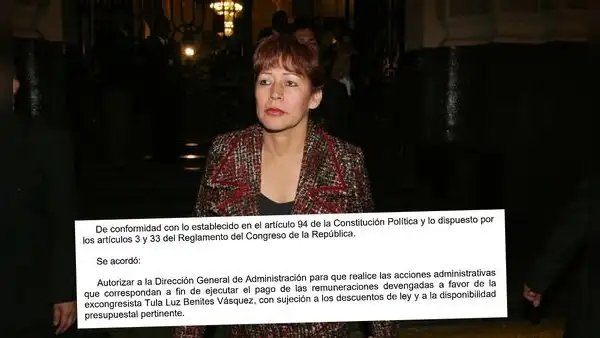 Exaprista Tula Benites recibirá más de S/740.000 del Congreso