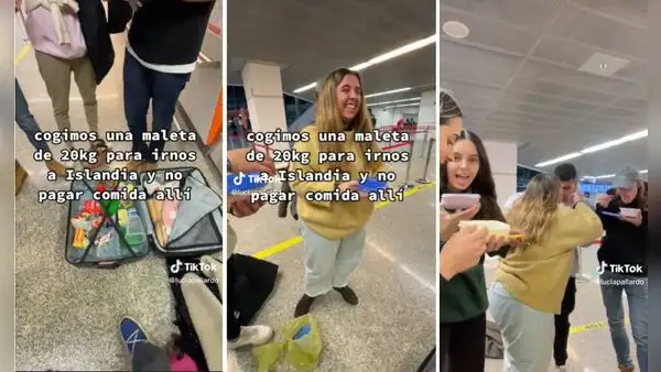 Jóvenes tuvieron que comer 10 kilos de comida para que su equipaje pase en el aeropuerto