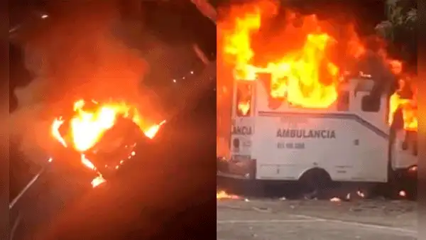 Supuestos protestantes queman 2 ambulancias en Colombia: embarazada iba en una de ellas