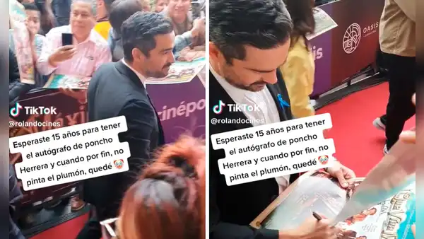 ¡No era su momento! Esperó 15 años por el autógrafo de 'Poncho' Herrera, y al verlo su plumón no pintó