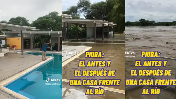 Video muestra el antes y después de una lujosa residencia tras el desborde del río Piura