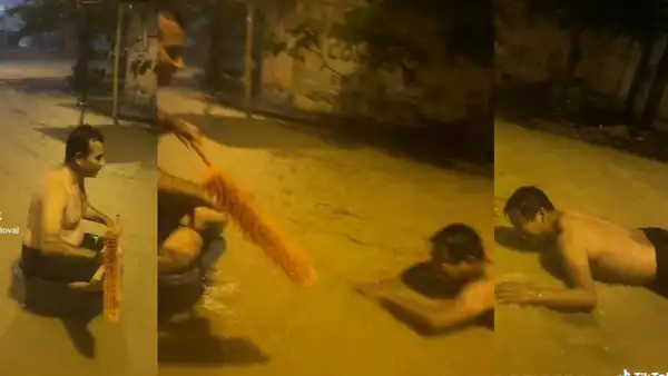 Titanic: jóvenes recrean escena de Jack y Rose durante inundación por lluvias