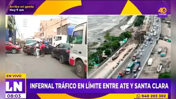 Ate: usuarios reportan gran congestión vehicular tras el cierre del puente Huachipa