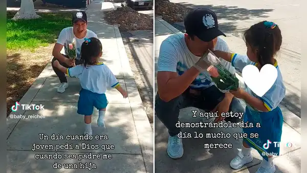 Peruano sorprende a su hija con rosas tras su primer día de clases y emociona a miles
