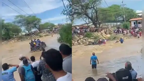 Camioneta que transportaba pasajeros es arrastrada por caudaloso río Yapatera de Piura