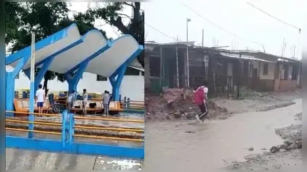Escolares tuvieron que salir de clases, pero las calles inundadas por lluvias les impidieron caminar