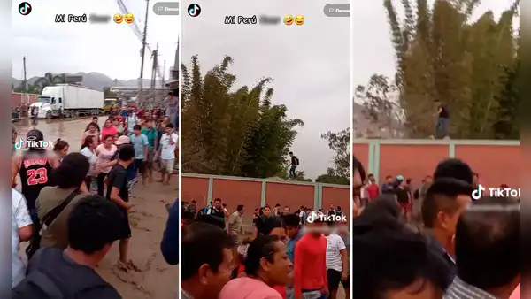 ¡Solo en Perú! Joven camina por el borde de una pared para evitar mojarse durante inundación
