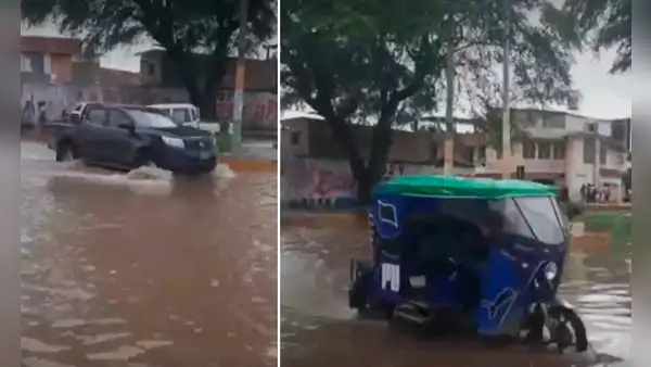 Piura: calles y viviendas quedaron inundadas tras intensas lluvias en el norte